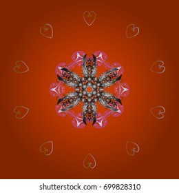 Winter mandala. Snowflake Vector illustration. Snowflake isolated on red gradient background.