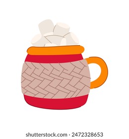 winter marshmallow cup cartoon. cream beverage, sweet christmas, tea glass winter marshmallow cup sign. isolated symbol vector illustration