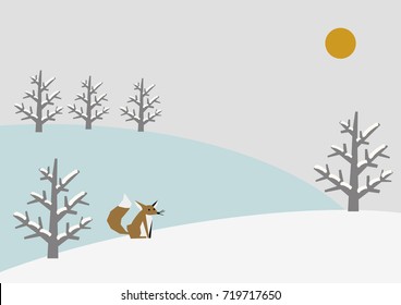 Winter material and fox.clip art