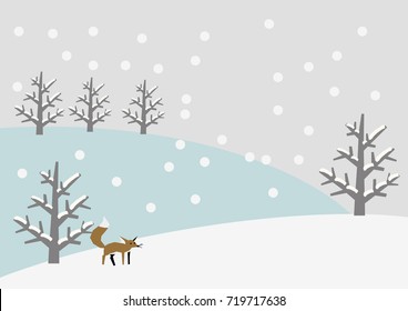 Winter material and fox.Winter image