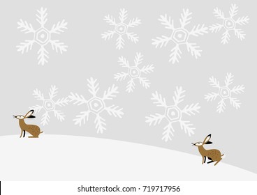 Winter material.Winter parts.with rabbit.