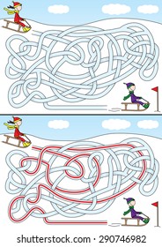 Winter Maze For Kids With A Solution