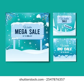 Winter mega sale social media post design