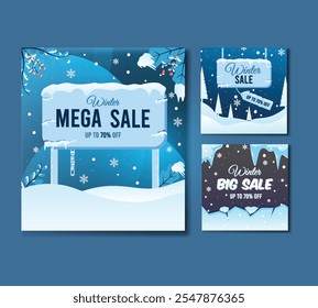 Winter mega sale social media post design