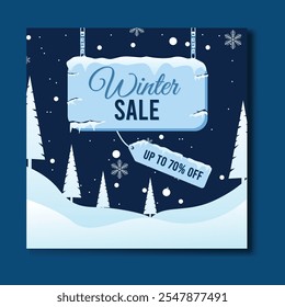 Winter mega sale social media post design