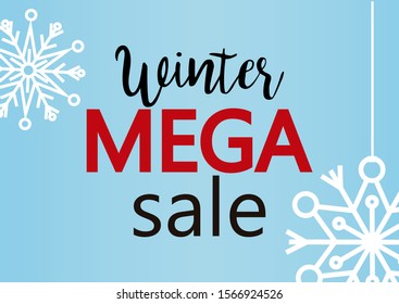Winter mega sale vector illustration. Banner template design.