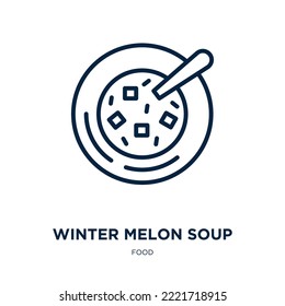 winter melon soup icon from food collection. Thin linear winter melon soup, food, kiwi outline icon isolated on white background. Line vector winter melon soup sign, symbol for web and mobile