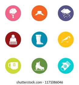 Winter merriment icons set. Flat set of 9 winter merriment vector icons for web isolated on white background