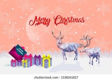 winter merry christmas deer vector background illustration