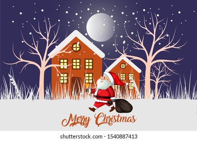 Winter merry christmas vector background illustration