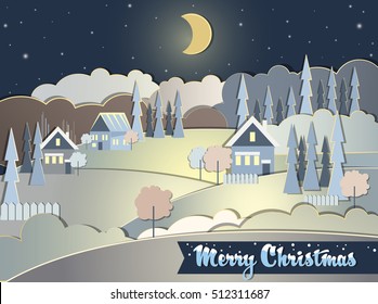 Winter Merry Christmas. Vector Background. Postcard