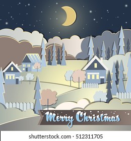 Winter Merry Christmas. Vector Background. Postcard