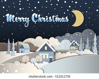 Winter Merry Christmas. Vector Background. Postcard