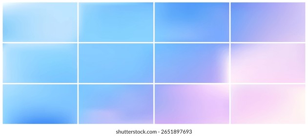 Winter mesh gradient background in soft pastel blue. Abstract watercolor sky with glowing lavender gradation, perfect for minimalist designs, wallpapers, or winter aesthetics.