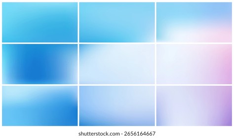 Winter mesh gradient background in soft pastel blue. Abstract watercolor sky with glowing lavender gradation, perfect for minimalist designs, wallpapers, or winter aesthetics.