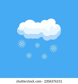 Wintermeteorologie-Symbol mit Wolke und Schnee auf blauem Hintergrund. Wettergrafik im Flachstil. Vektor eps10