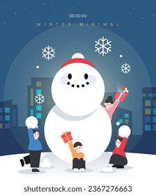 Winter Minimal Shopping Illustration Template 
