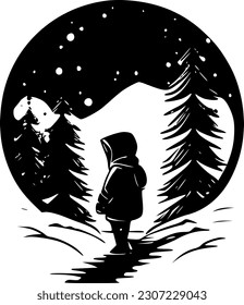 Winter | Minimalistische und einfache Silhouette - Vektorgrafik