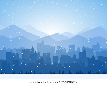 Winter minimalistic landscape