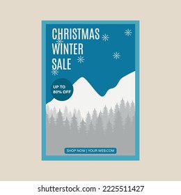 Winter minimalistic print poster collection design for advertising, banners, leaflets