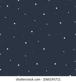 Winter minimalistic seamless dark pattern. Snowflakes on a blue background. Vector illustration.