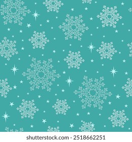 Winter mint pattern with Snowflakes. Seamless pattern