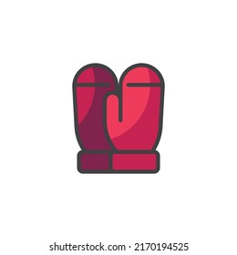 Wintermitten gefüllte Umrisssymbol, ZeilenkVektorzeichen, lineares bunter Piktogramm einzeln auf Weiß. Symbol, Logo-Abbildung. Vektorgrafik