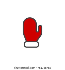 Winter mitten filled outline icon, line vector sign, linear colorful pictogram isolated on white. Symbol, logo illustration. Pixel perfect vector graphics