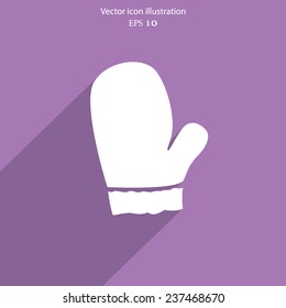 Winter mitten flat icon. Eps 10 illustration.