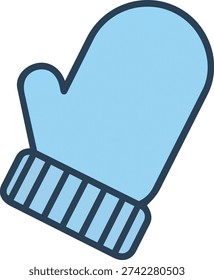Winter Mitten Icon - Blue Knit Handwear for Cold Weather Protection