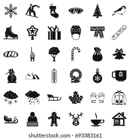 Winter mitten icons set. Simple style of 36 winter mitten vector icons for web isolated on white background