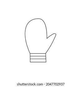 Winter mitten outline linear transparent vector icon. Clipart on white blank background. 
