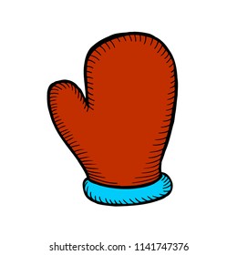 Winter mitten vector sketch icon isolated on background. Hand drawn icon.