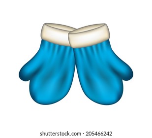 Winter mittens in blue design
