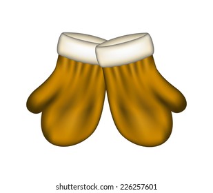 Winter mittens in brown design