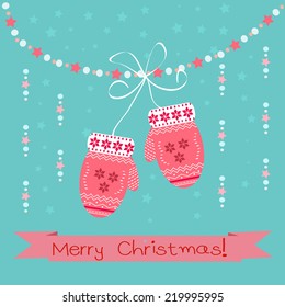 Winter mittens - Christmas vector background