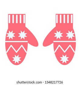 Winter mittens flat illustration on white