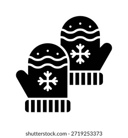 Ilustración vectorial de guantes de guantes de invierno, icono de estilo sólido