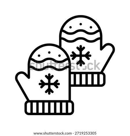 Winter Mittens Gloves Vector Illustration, Line Style Icon