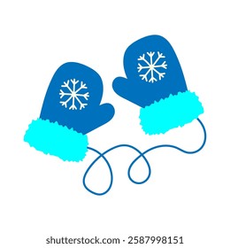 Winter mittens icon. Colored silhouette. Top view front. Vector simple flat graphic illustration. Isolated object on white background. Isolate.