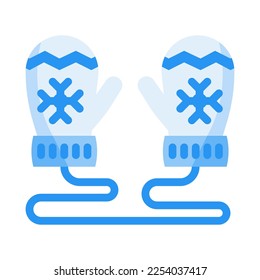 Winter mittens icon in flat style vector, winter gloves, winter clothes