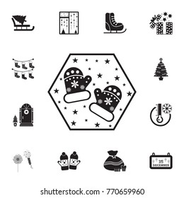 Winter mittens icon. Set of elements Christmas Holiday or New Year icons. Winter time premium quality graphic design collection icons for websites, web design on white background