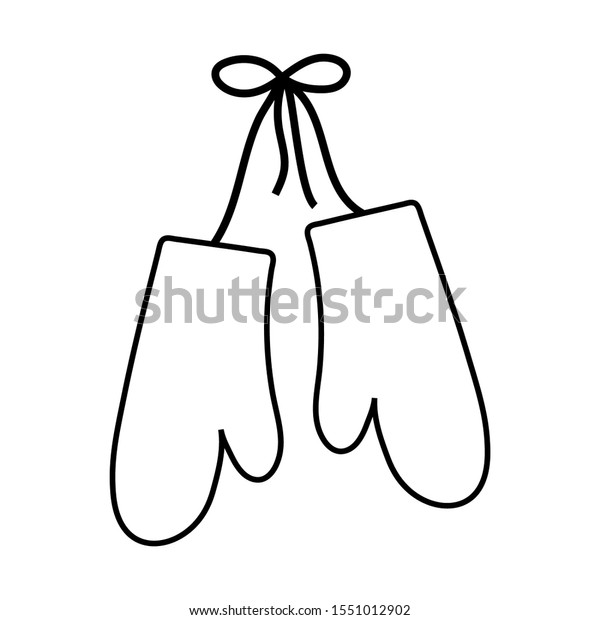 Winter Mittens Icon Vector Illustration Christmas Stock Vector