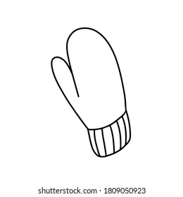  Winter mittens isolated on a white background.Vector illustration in Doodle style. Autumn and winter clothing. Warm mittens for protection from the cold