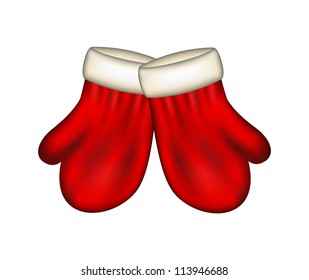 Winter mittens in red design