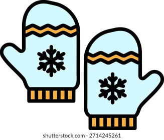Winter Mittens with Snowflake Decoration Vector