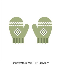Winter mittens in soft vintage colors. Vector illustration.