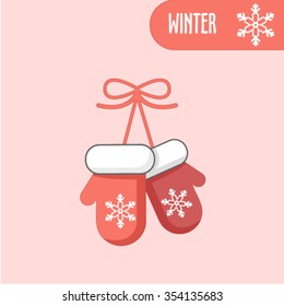 Winter mittens soft vintage colors. Vector illustration.