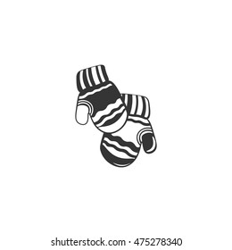 Winter mittens. Vector hand drawn mitten with doodle abstract ornament. Isolated. Illustration