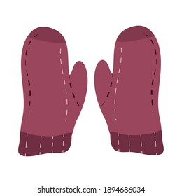 winter mittens warm clothes accessory cartoon hygge style vector illustration